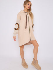 Love Knitted Sleeve Detail Oversized Hoodie Dress