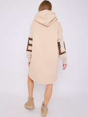 Love Knitted Sleeve Detail Oversized Hoodie Dress