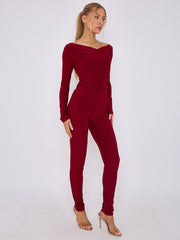 Plunge Wrap Detail Top And Leggings Slinky Co-Ord Set