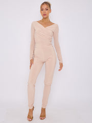 Plunge Wrap Detail Top And Leggings Slinky Co-Ord Set