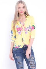 Wrap Twist Front Floral Print Top