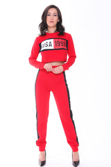 USA Crop Top And Trouser Loungewear