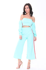 Side Stripe Crop Top And Trouser Co-ord