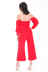 Side Stripe Crop Top And Trouser Co-ord