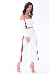 Side Stripe Crop Top And Trouser Co-ord