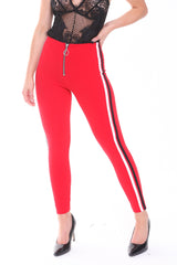 Side Stripe ritsen leggings op