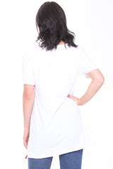 Camiseta Longline Applique Girl Face con boras