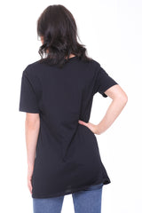 Camiseta Longline Applique Girl Face con boras