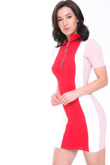 Colour Block Panel Zip Front Mini Dress
