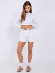 Cross Patch Cropped Sweatshirt & Shorts Fleece Co-ord