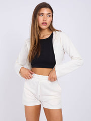 Cropped Zip Up Hoodie & Ruched Shorts Co-ord