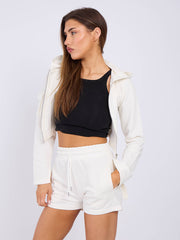 Cropped Zip Up Hoodie & Ruched Shorts Co-ord
