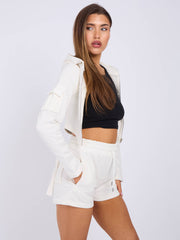 Cropped Zip Up Hoodie & Ruched Shorts Co-ord