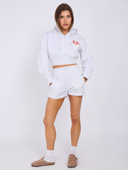 LA Cropped Zip Up Hoodie & Shorts Fleece Co-ord