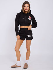 LA Cropped Zip Up Hoodie & Shorts Fleece Co-ord