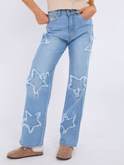 Crucifix Jeans de mezclilla de pierna recta bordada (copia)