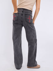 Jeans de mezclilla de pierna recta