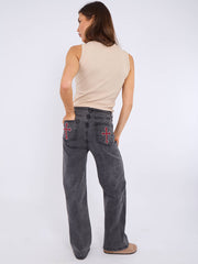 Jeans de mezclilla de pierna recta