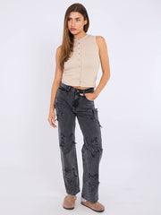 Crucifix Jeans de mezclilla de pierna recta bordada (copia)