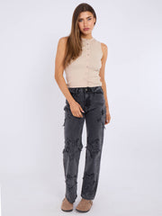 Crucifix Jeans de mezclilla de pierna recta bordada (copia)