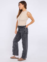 Crucifix Jeans de mezclilla de pierna recta bordada (copia)