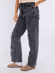 Crucifix Jeans de mezclilla de pierna recta bordada (copia)