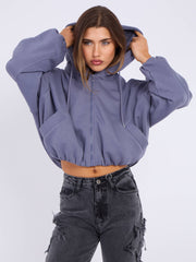Bubble Hem Cropped Fleece Lined Jacket