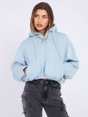 Bubble Hem Cropped Fleece Lined Jacket