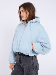 Bubble Hem Cropped Fleece Lined Jacket