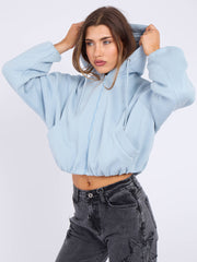 Bubble Hem Cropped Fleece Lined Jacket