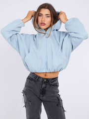 Bubble Hem Cropped Fleece Lined Jacket