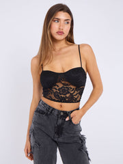 Lace Detail Padded Cami Crop Top