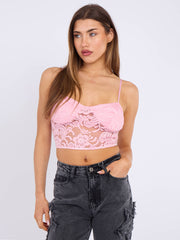 Lace Detail Padded Cami Crop Top