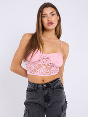 Lace Detail Padded Cami Crop Top