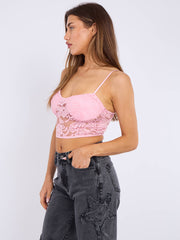 Lace Detail Padded Cami Crop Top