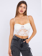 Lace Detail Padded Cami Crop Top