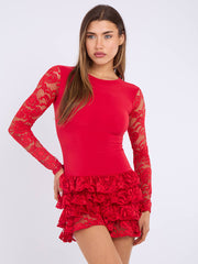 Side Ruched Off Shoulder Frill Detail Dress (Copy)