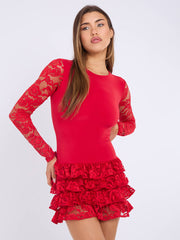 Side Ruched Off Shoulder Frill Detail Dress (Copy)