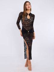 Plunge nek slinky gedrapeerde maxi -jurk