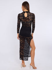 Plunge nek slinky gedrapeerde maxi -jurk