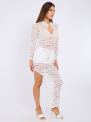 Plunge nek slinky gedrapeerde maxi -jurk