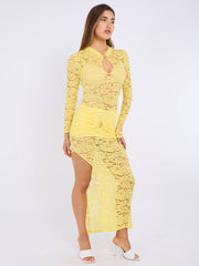 Plunge nek slinky gedrapeerde maxi -jurk