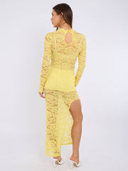 Plunge nek slinky gedrapeerde maxi -jurk