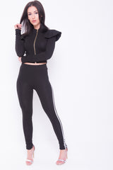 Side Stripe Frill Shoulder Loungewear