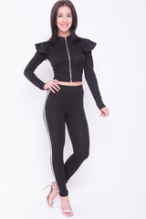 Side Stripe Frill Shoulder Loungewear