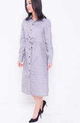 Multi Check Twist Front Long-Line Shirt Dress