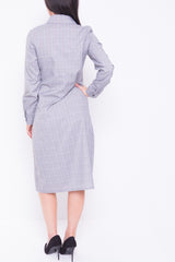 Multi Check Twist Front Long-Line Shirt Dress