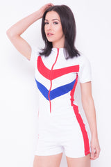 Contrast Panel Zip Front Playsuit