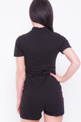 Contrast Panel Zip Front Playsuit