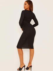 Self Tie Knot Ribbed Midi Dress